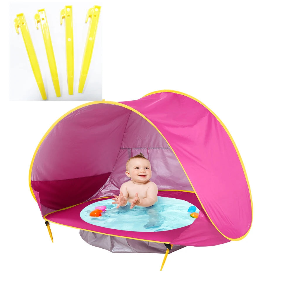 Baby Beach Tent UPF 50+ UV Protection Waterproof Sun Shelter with Mini Pool, Kids Outdoor Camping Portable Beach Sunshade