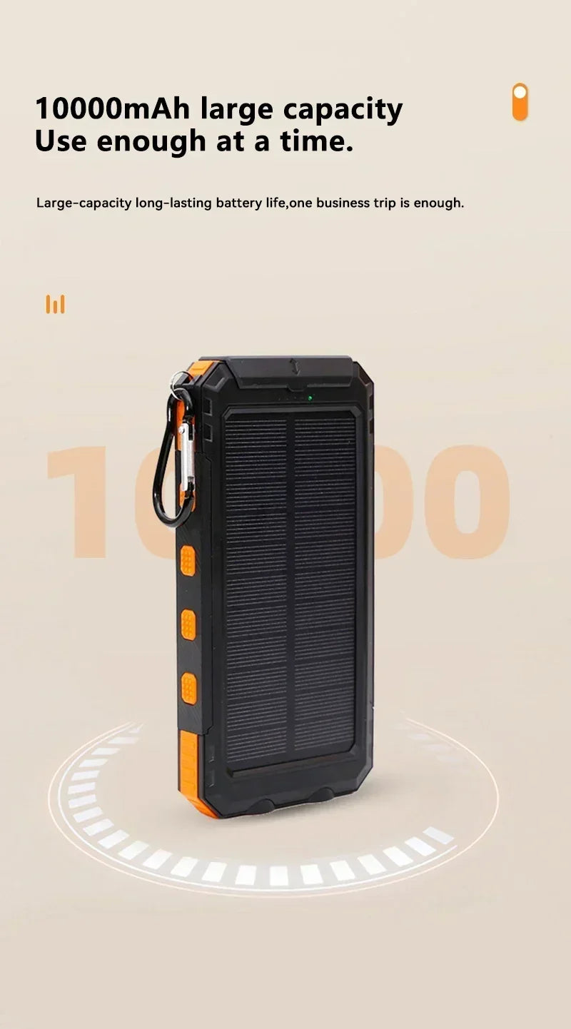 VIVO 500000mAh Solar Power Bank Portable Large Capacity Charger Compatible USB-A And USB-C With Flashlight For iPhone Huawei