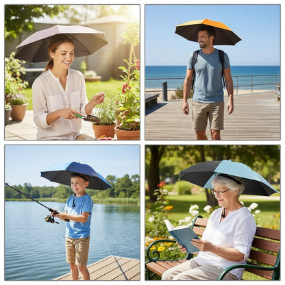 Sunscreen Headband, Fishing Umbrella Head Umbrella with Elastic Band Anti-Rain Headwear Cap Waterproof Sunscreen Hat Umbrella