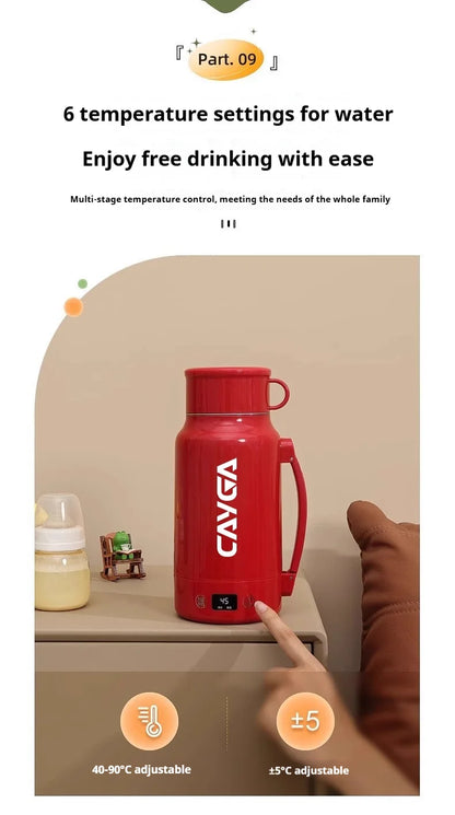 Large Capacity Travel Electric Kettle Constant Temperature Water Boiler Dual Lid Design 110V Portable Insulated Kettle