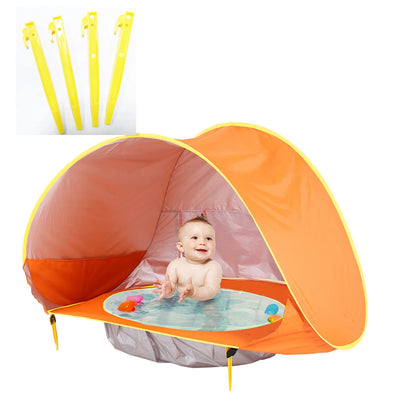 Baby Beach Tent UPF 50+ UV Protection Waterproof Sun Shelter with Mini Pool, Kids Outdoor Camping Portable Beach Sunshade