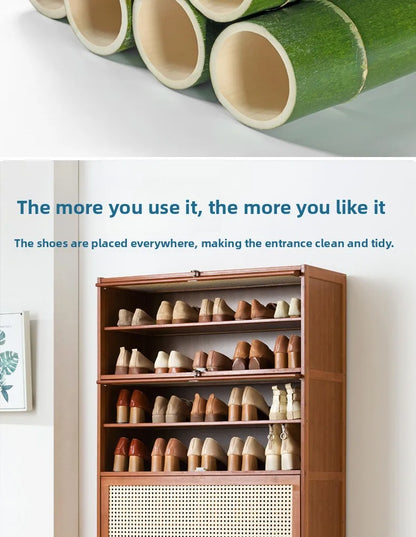 Imitation rattan woven shoe cabinet, simple shoe rack at the door of the home, economical, good-looking indoors