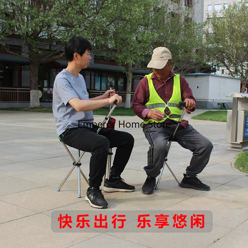 Climbing Mountain Beach Chair Retractable Folding Straight Cane Stool Elderly Assistance Walking Leisure Hand-held Chair 캠핑의자 의자