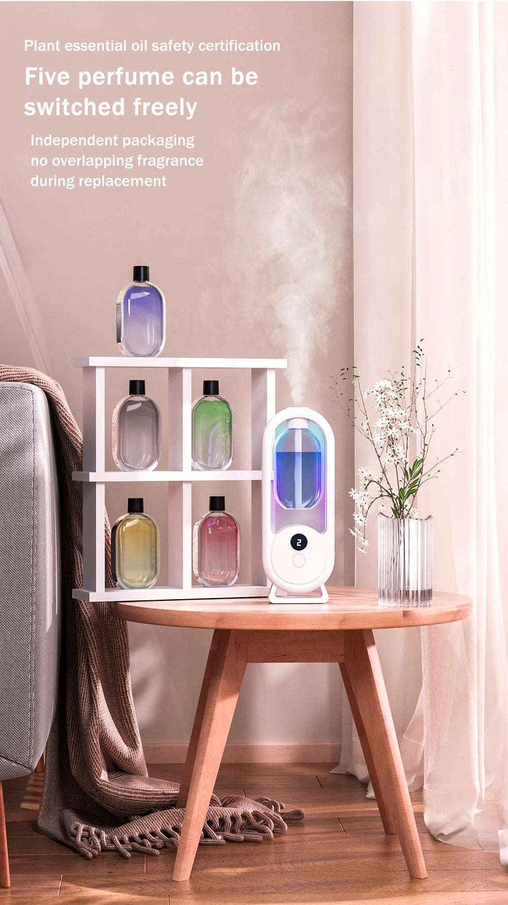 Rechargeable portable aroma diffuser Essential Oil Aromatherapy machine Timed air freshener to remove odors 5 modes timed spray