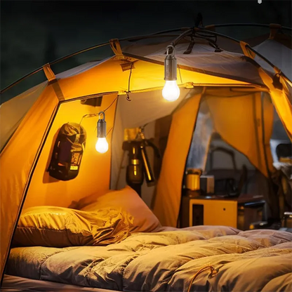 Solar Camping Lamp Bulbs Outdoor USB Charging Solar Powerd Hanging Lights Portable Tent Light Waterproof for Camping BBQ Decor
