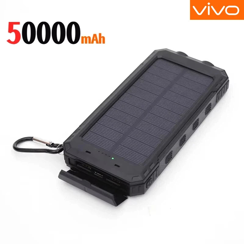 VIVO 500000mAh Solar Power Bank Portable Large Capacity Charger Compatible USB-A And USB-C With Flashlight For iPhone Huawei