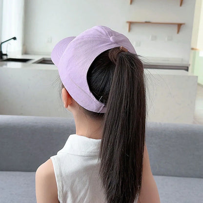 Sweet Bow Baby Girl Baseball Caps Pink White Children Sun Hat High Ponytail Kids Boy Sun Hats Adjustable Outdoor Travel Caps New