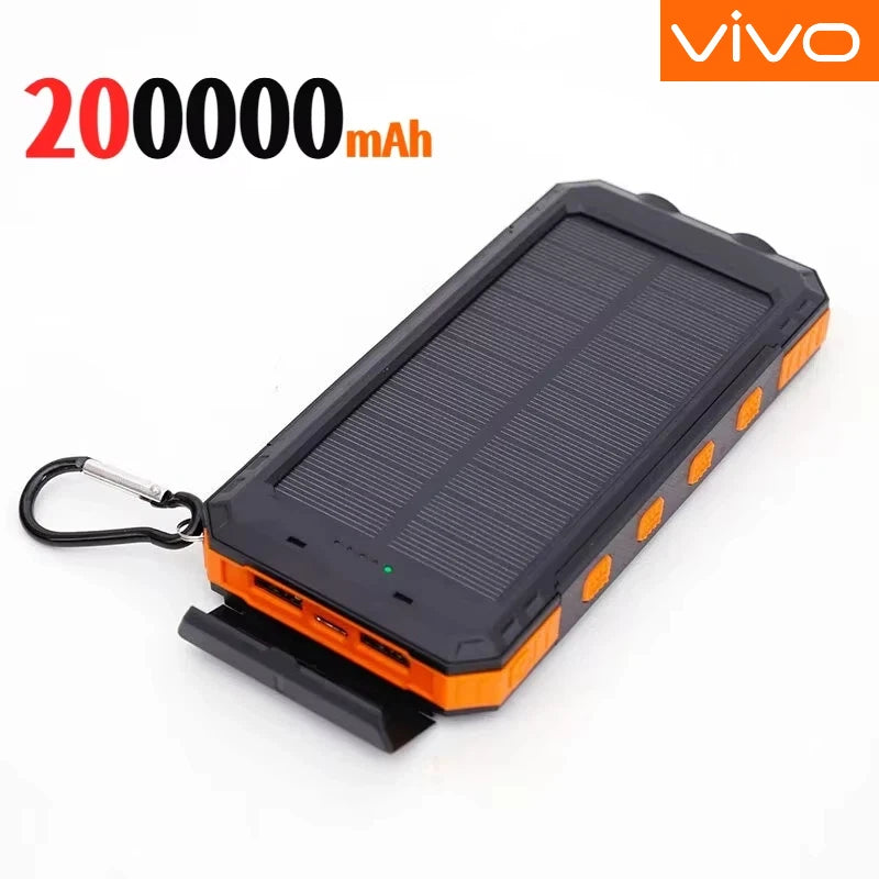 VIVO 500000mAh Solar Power Bank Portable Large Capacity Charger Compatible USB-A And USB-C With Flashlight For iPhone Huawei