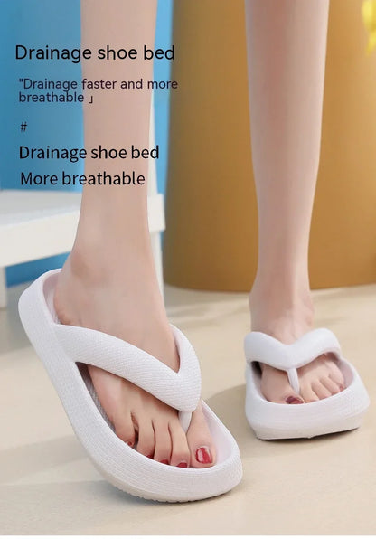 Summer Flip Flops Flat Platform Comfy Women Soft Sole Beach Slippers Fashion Sandals House Bathroom Non-Slip Thick Soled Shoes