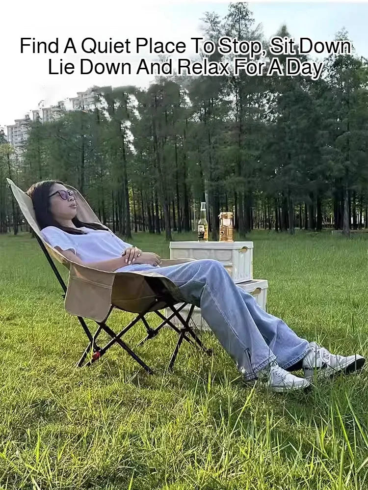 Outdoor Portable Camping Recliner Foldable Nap Beach Chair with Leg Support Lightweight Travel Folding Chair for Hiking Fishing