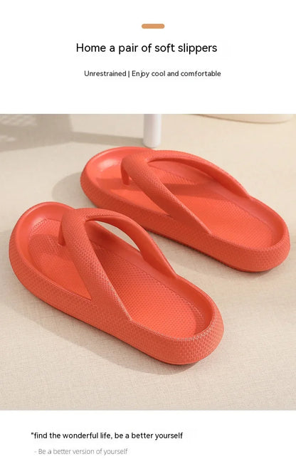 Summer Flip Flops Flat Platform Comfy Women Soft Sole Beach Slippers Fashion Sandals House Bathroom Non-Slip Thick Soled Shoes