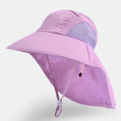 Kids Sun Hat with Neck Flap UV Protection Summer Toddler Beach Hat Unisex Ponytail Hat Wide Brim Fishing Hat