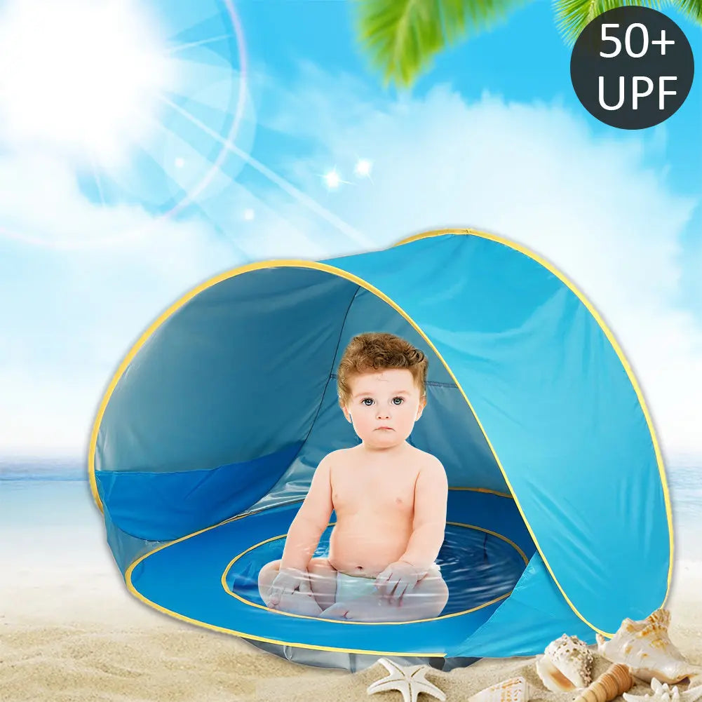 Baby Beach Tent UPF 50+ UV Protection Waterproof Sun Shelter with Mini Pool, Kids Outdoor Camping Portable Beach Sunshade