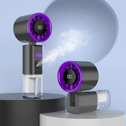 New Hand-held Fan 2 in 1 Nano Spray Water Replenishing Fan Portable Outdoor Humidification High-speed Turbine Small Fan