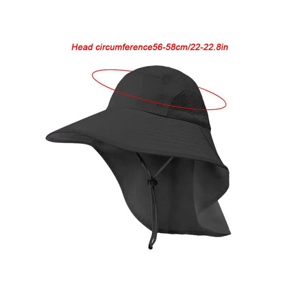 Wide Brim Sun Hat with Neck Flap for men women Adjustable Outdoor 50+UPF Protection Safari Cap Hiking Fishing Hat