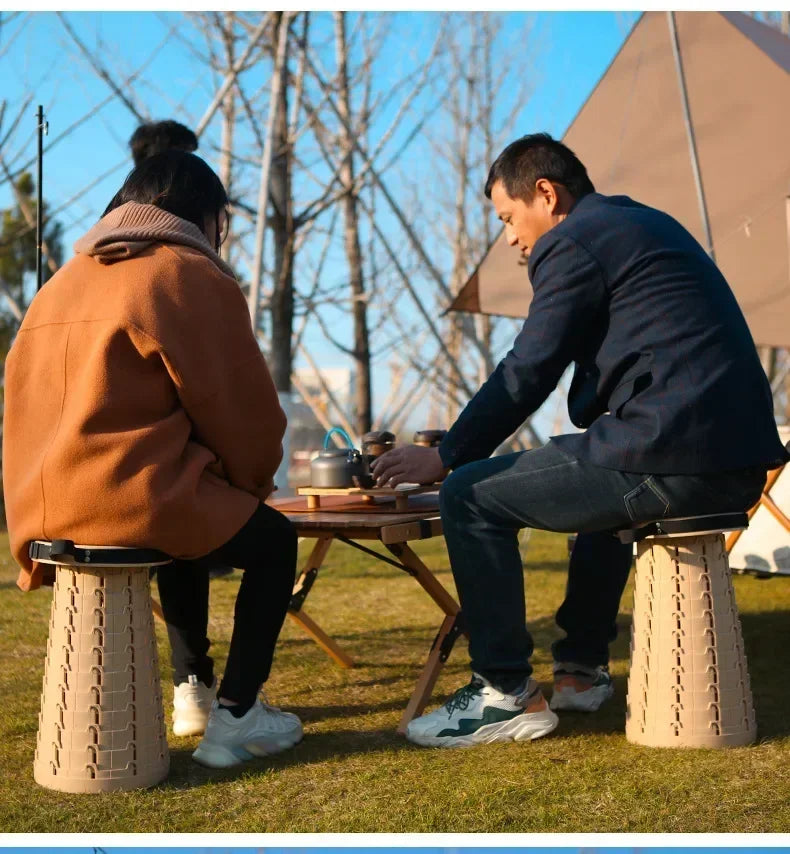 Outdoor Folding Stool with Soft Glue Queue Up  Portable Telescoping Travel Camping Fishing Bearing Strength Small Size