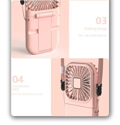 3000mah Folding Handheld Fan USB Charging Digital Display Outdoor Mini Neck Hanging For Sport Outdoor