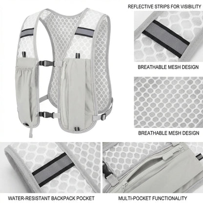 Lightweight Running Vest with Phone Holder New Reflective Hydration Water Chest Pack Storage for Sports Water Bottle