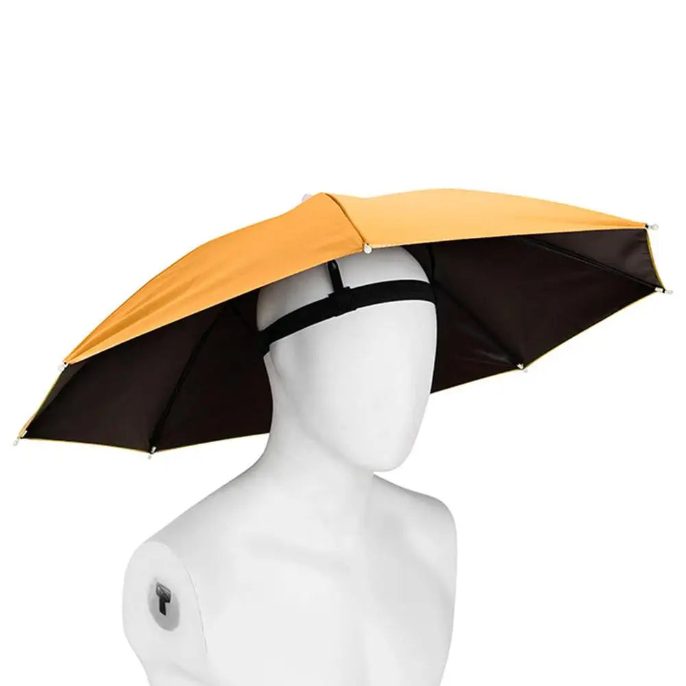 Sunscreen Headband, Fishing Umbrella Head Umbrella with Elastic Band Anti-Rain Headwear Cap Waterproof Sunscreen Hat Umbrella