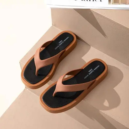 Classic Black/white Mixed Color Platform Flip Flops Women Thick Bottom Thong Slippers High Quality Leather Jandal Sandals Women