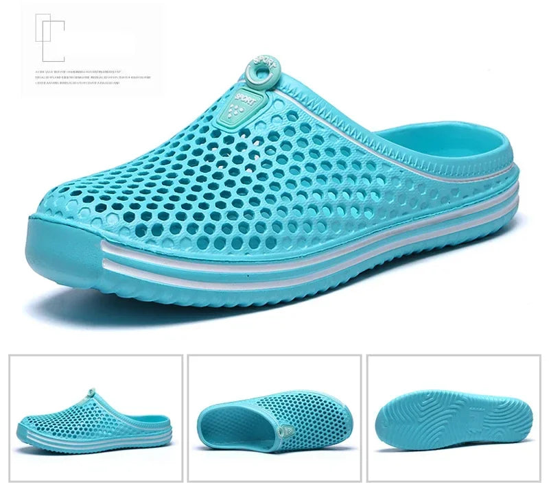 Men Shoes 2024 Beach Slippers Unisex Hollow Out Casual Women Beach Sandal Flip Flops Shoes Non-slip Size 36-45 Mens Slippers