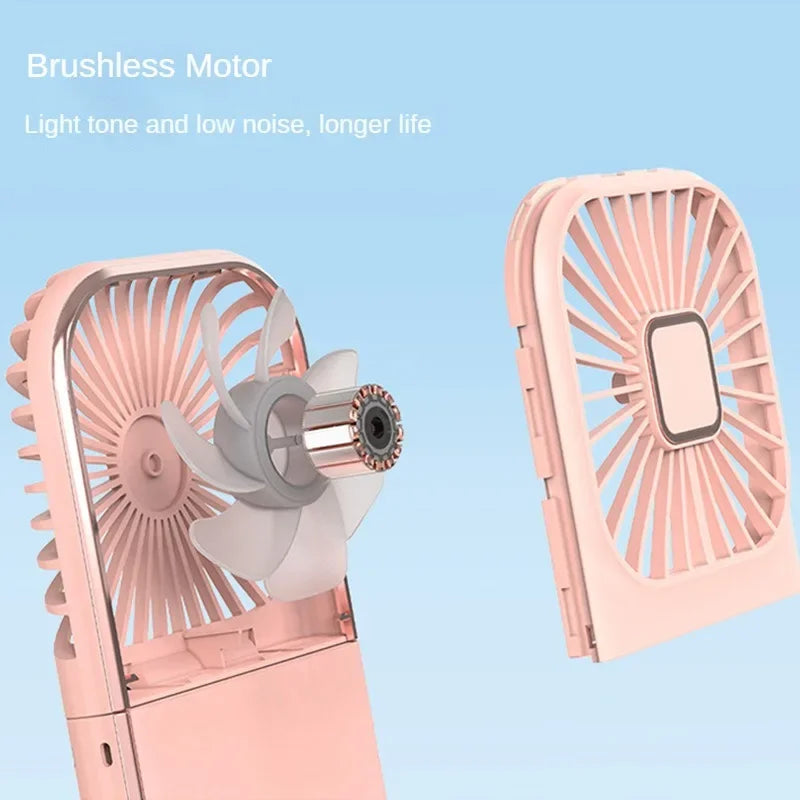 3000mah Folding Handheld Fan USB Charging Digital Display Outdoor Mini Neck Hanging For Sport Outdoor