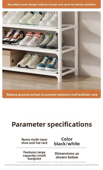 Multi-layer Door-mounted Shoe Hat Rack - Simple Assembly Household Integrated Multi-functional Storage Cabinet for Home Use
