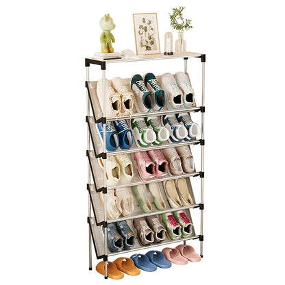 New simple multi-layer inclined dustproof shoe rack. Space saving home door step shoe cabinet, easy to assemble