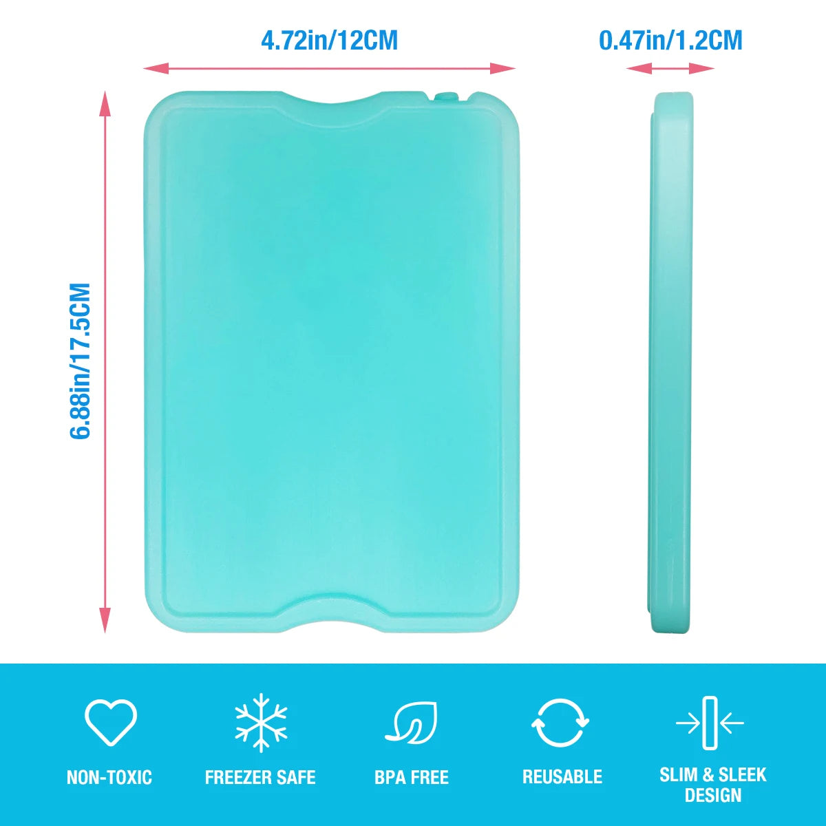 4 Ice packs for Lunch Box, Freezer Ice packs Slim Long Lasting Cool packs for Lunch Bags and Cooler