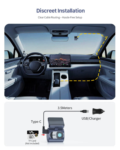 2K KAWA MINI 3 Pro Cameras for Car DVR Tiny Dash Cam 24 Parking Auto Video Recorder WiFi APP Voice Control Car dashcam