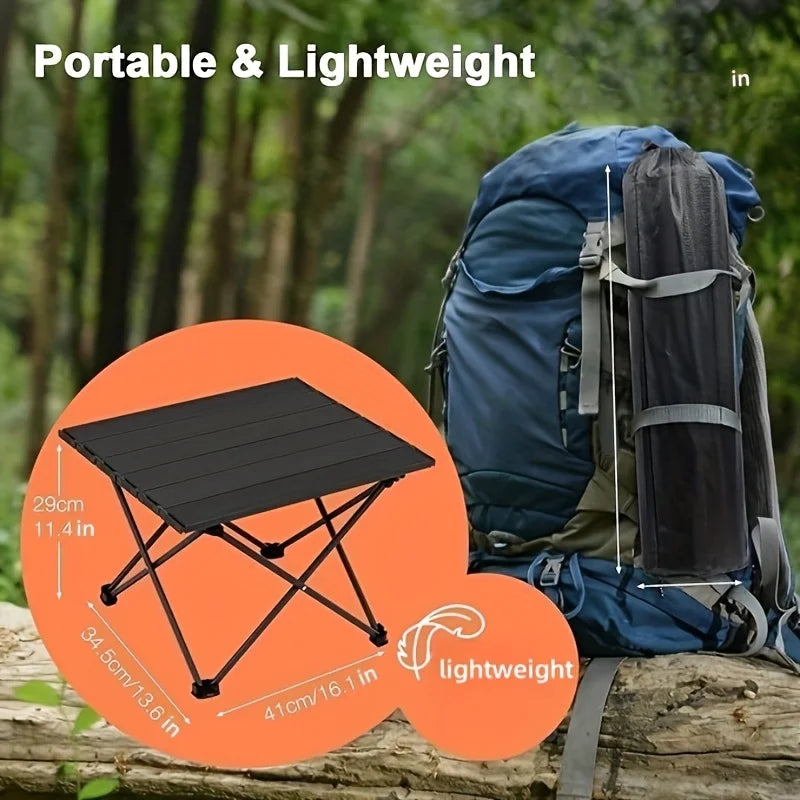 Portable Folding Camping Side Table Small Backpack Beach Picnic Table For Outdoor Cooking Barbecue Hiking Boating 39 4x34 5x29cm