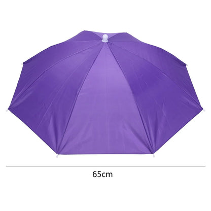 Portable Rain Umbrella Hat Foldable Outdoor Fishing Sunshade Waterproof Camping Headwear Beach Head Hats Fishing Hat 55-95CM