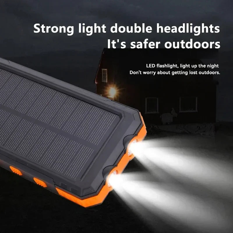VIVO 500000mAh Solar Power Bank Portable Large Capacity Charger Compatible USB-A And USB-C With Flashlight For iPhone Huawei