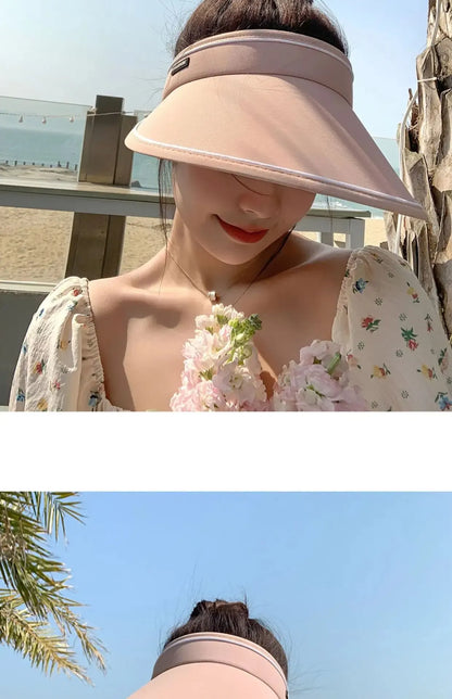 New Sun Hat Women's Uv Protection Sun Hat Summer Empty Cap Large Brim Outdoor Cycling Face Shade Hat Woman