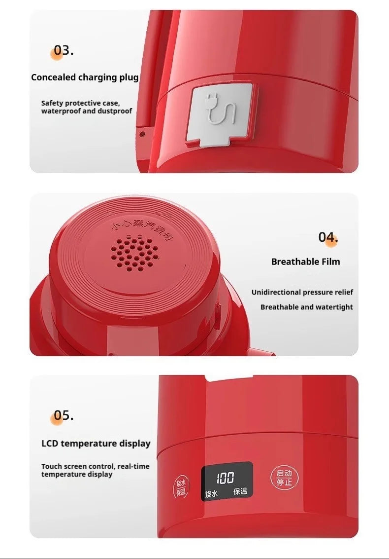 Large Capacity Travel Electric Kettle Constant Temperature Water Boiler Dual Lid Design 110V Portable Insulated Kettle