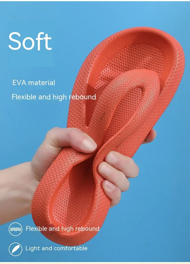 Summer Flip Flops Flat Platform Comfy Women Soft Sole Beach Slippers Fashion Sandals House Bathroom Non-Slip Thick Soled Shoes