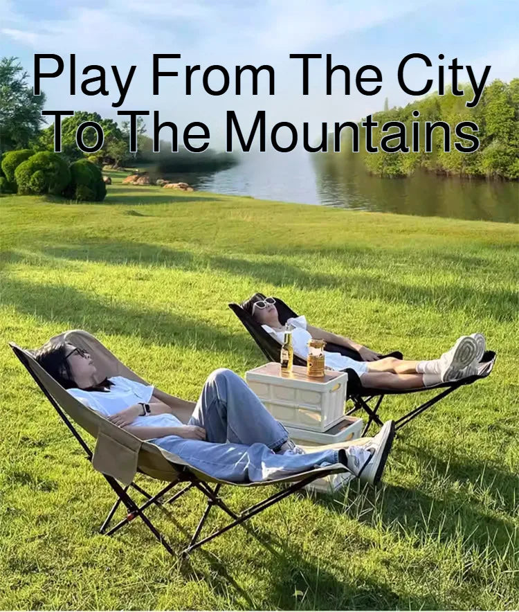 Outdoor Portable Camping Recliner Foldable Nap Beach Chair with Leg Support Lightweight Travel Folding Chair for Hiking Fishing