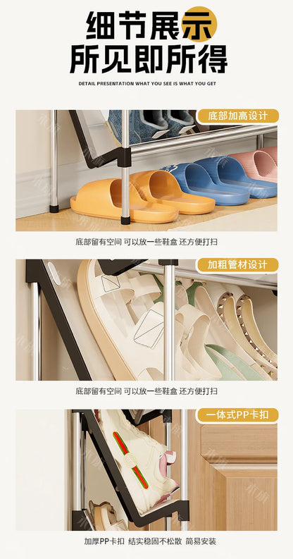 New simple multi-layer inclined dustproof shoe rack. Space saving home door step shoe cabinet, easy to assemble