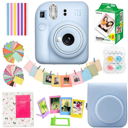 Genuine Fujifilm Instax Mini 12 Instant Camera With 20 Sheets Mini Film Paper Camera Shoulder Strap Bag Accessories Gift Suit
