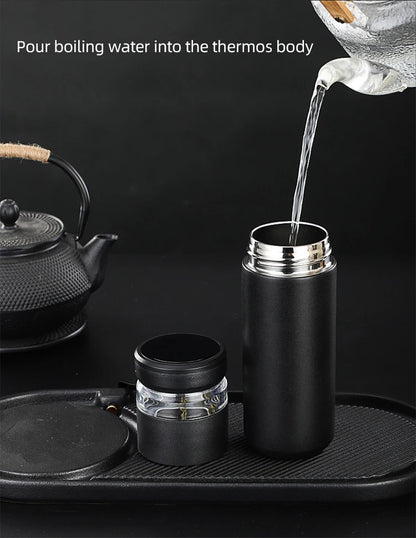 500ml Tea Infuser Vacuum Flask Stainless Steel Insulated Cup with Independent Tea Storage Handle Travel Mug Business Cup Gifts