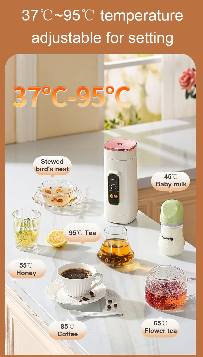 220V Electric Hot Kettle Portable Travel Heating Cup Multifunction Boiled Water Pot Smart Teapot Adjustable Temperature Kettle