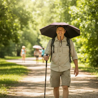 Sunscreen Headband, Fishing Umbrella Head Umbrella with Elastic Band Anti-Rain Headwear Cap Waterproof Sunscreen Hat Umbrella