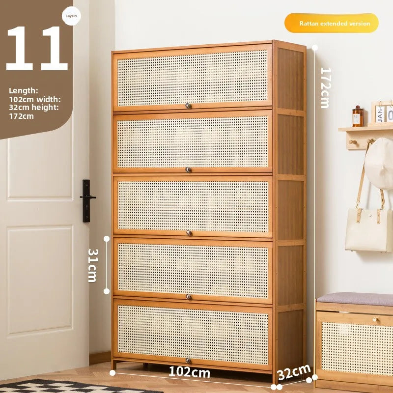 Imitation rattan woven shoe cabinet, simple shoe rack at the door of the home, economical, good-looking indoors
