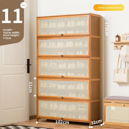 Imitation rattan woven shoe cabinet, simple shoe rack at the door of the home, economical, good-looking indoors