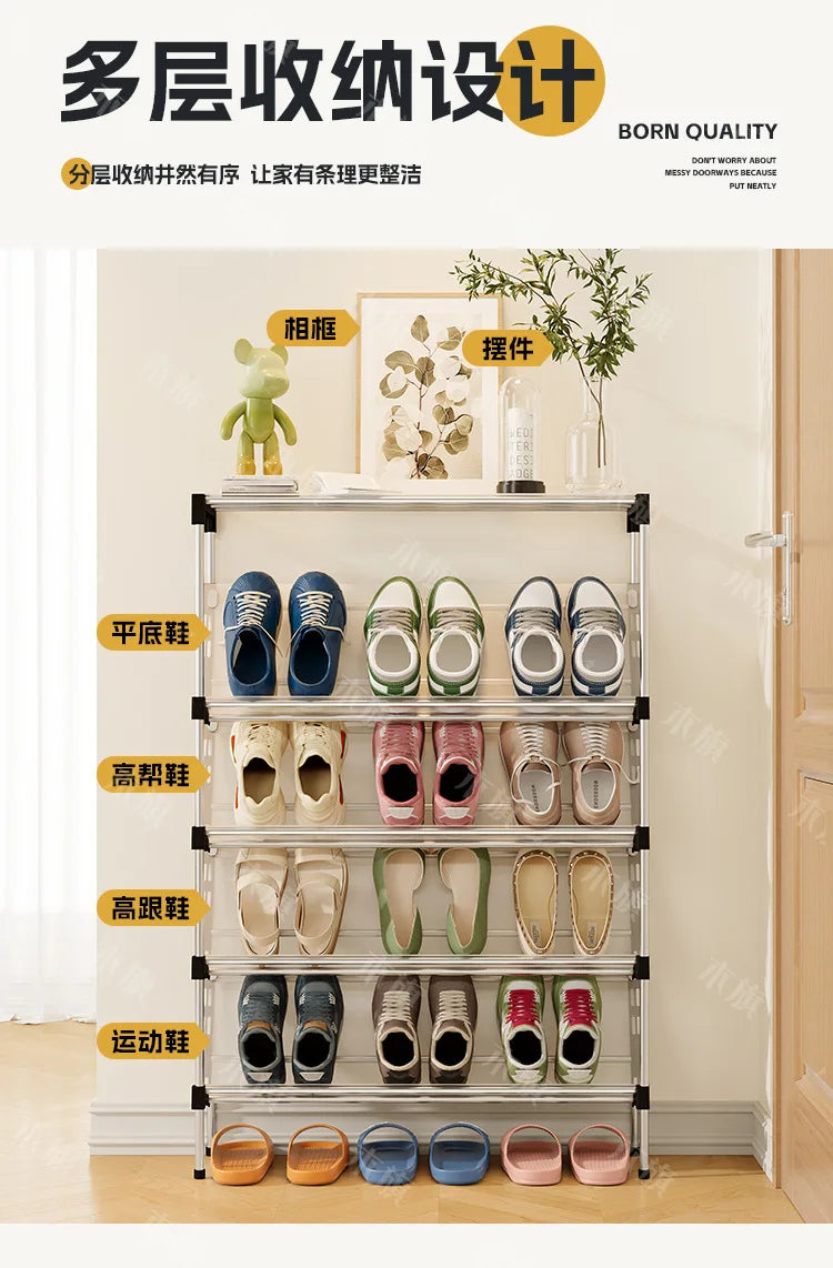 New simple multi-layer inclined dustproof shoe rack. Space saving home door step shoe cabinet, easy to assemble