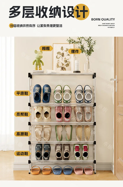 New simple multi-layer inclined dustproof shoe rack. Space saving home door step shoe cabinet, easy to assemble