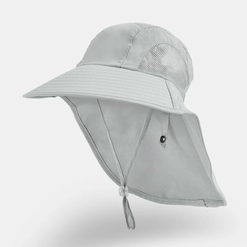 Kids Sun Hat with Neck Flap UV Protection Summer Toddler Beach Hat Unisex Ponytail Hat Wide Brim Fishing Hat
