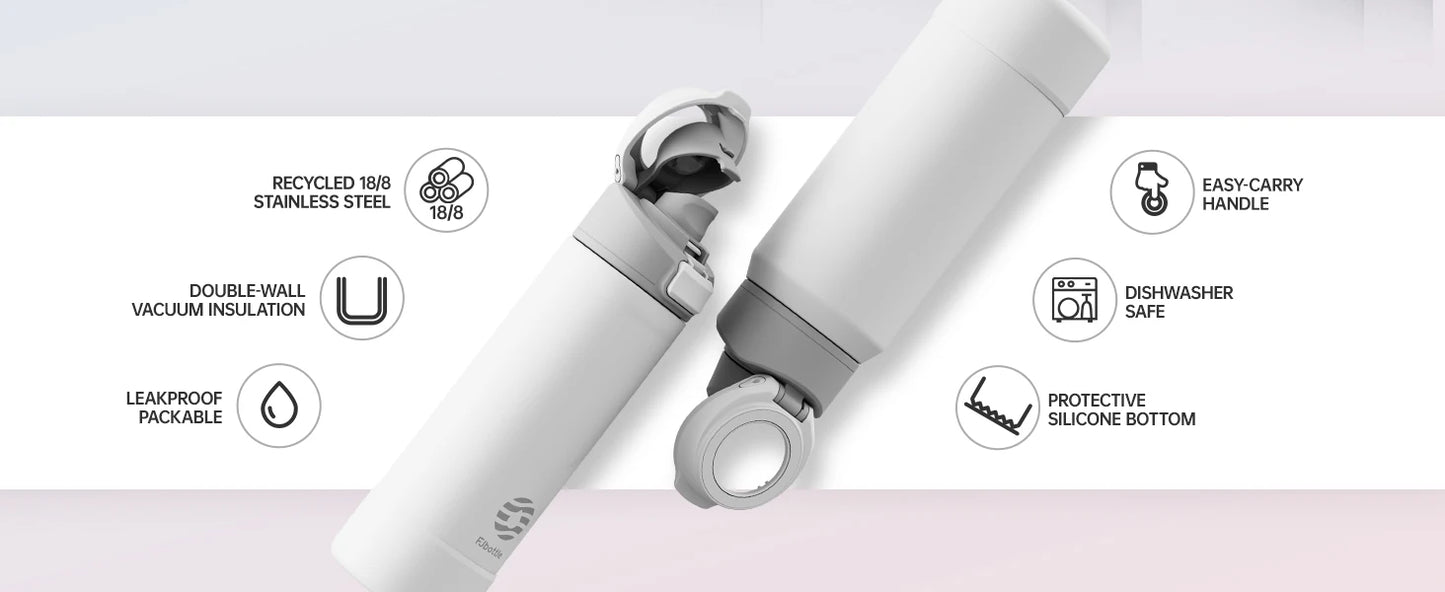 Fjbottle Magnetic Thermos Stainless Steel Sports Water Bottle with Magnetic Phone Holder Bouncing cover Insulation Cup