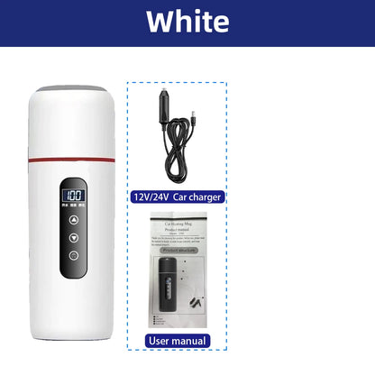 Electric Kettle 12V24V Portable Car Heating Cup 500ml Travel Heating Touch Screen Intelligent Adjustable Temperature Thermal Cup