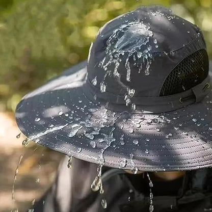 Wide Brim Sun Hat with Neck Flap for men women Adjustable Outdoor 50+UPF Protection Safari Cap Hiking Fishing Hat